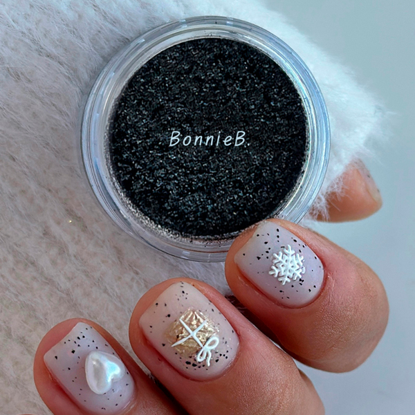 보니비 순후추 네일글리터 블랙 테라조네일