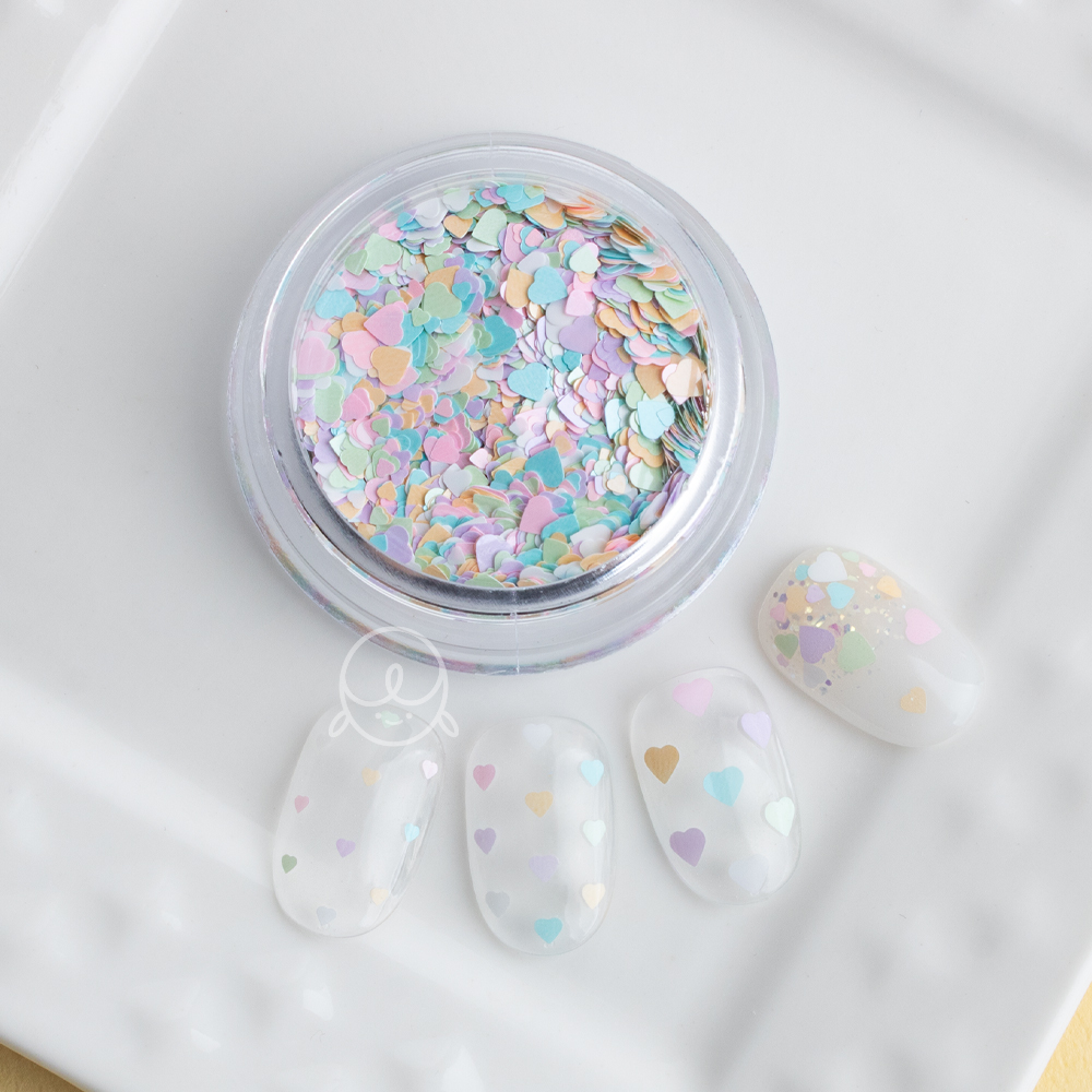 마카롱 하트 믹스 네일글리터 (1~3mm)