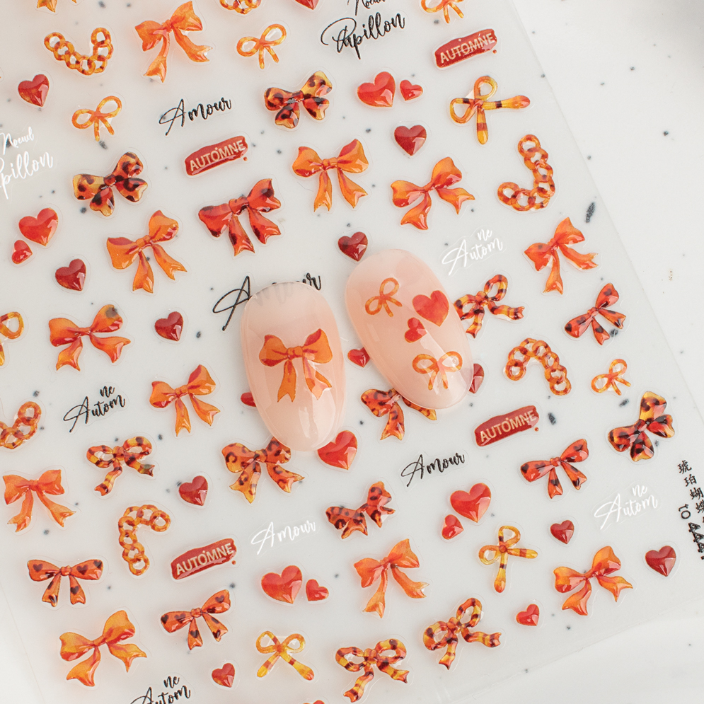 모양107 호박 리본 네일스티커 (TO-4447)