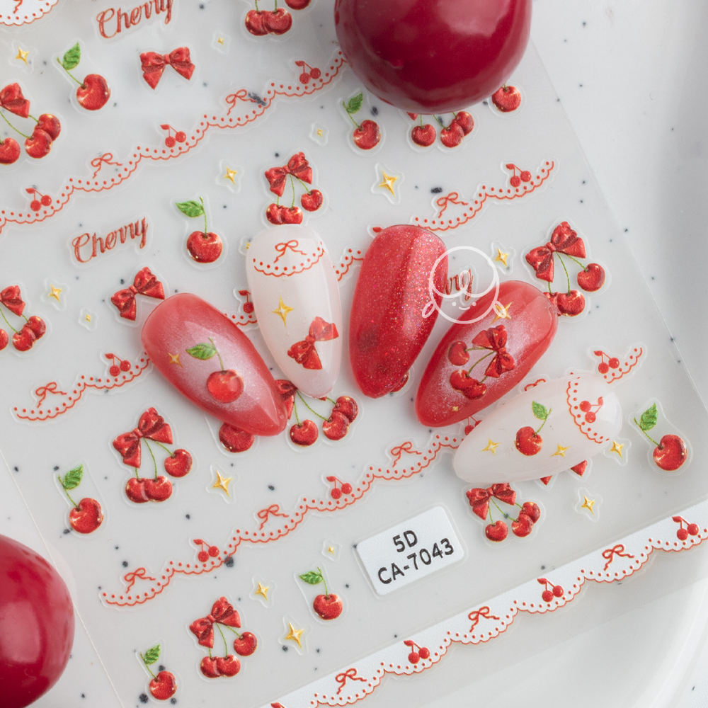 모양139 체리 리본 네일스티커 (CA-7043)