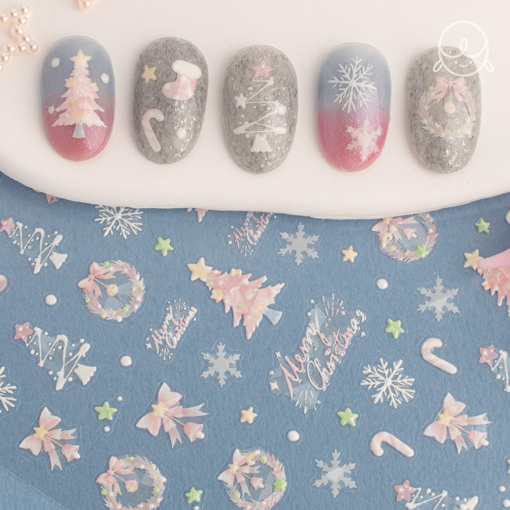 겨울26 오로라 핑크트리 네일스티커 (to3606)