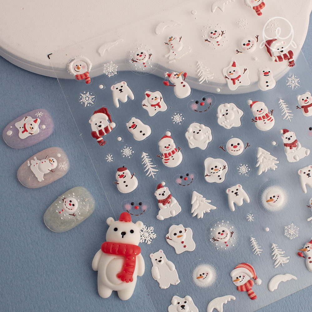 겨울34 멜팅 녹는 눈사람 네일스티커 (to-4593)