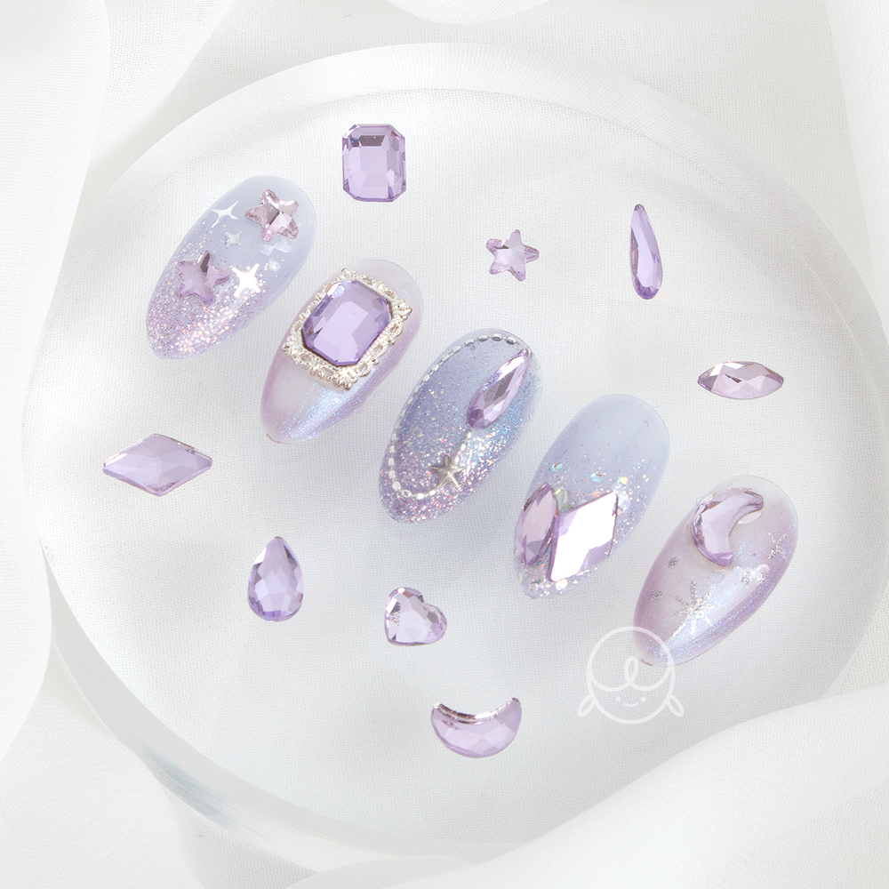 고급 팬시스톤 라벤더 네일파츠 8종세트/단품