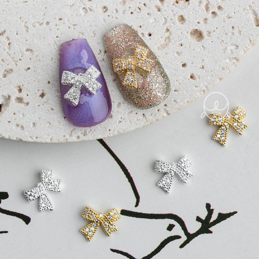 큐빅07 언발 리본 네일파츠