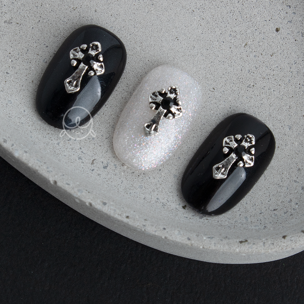 큐빅182 미니십자가 크롬 네일파츠 (5개입)