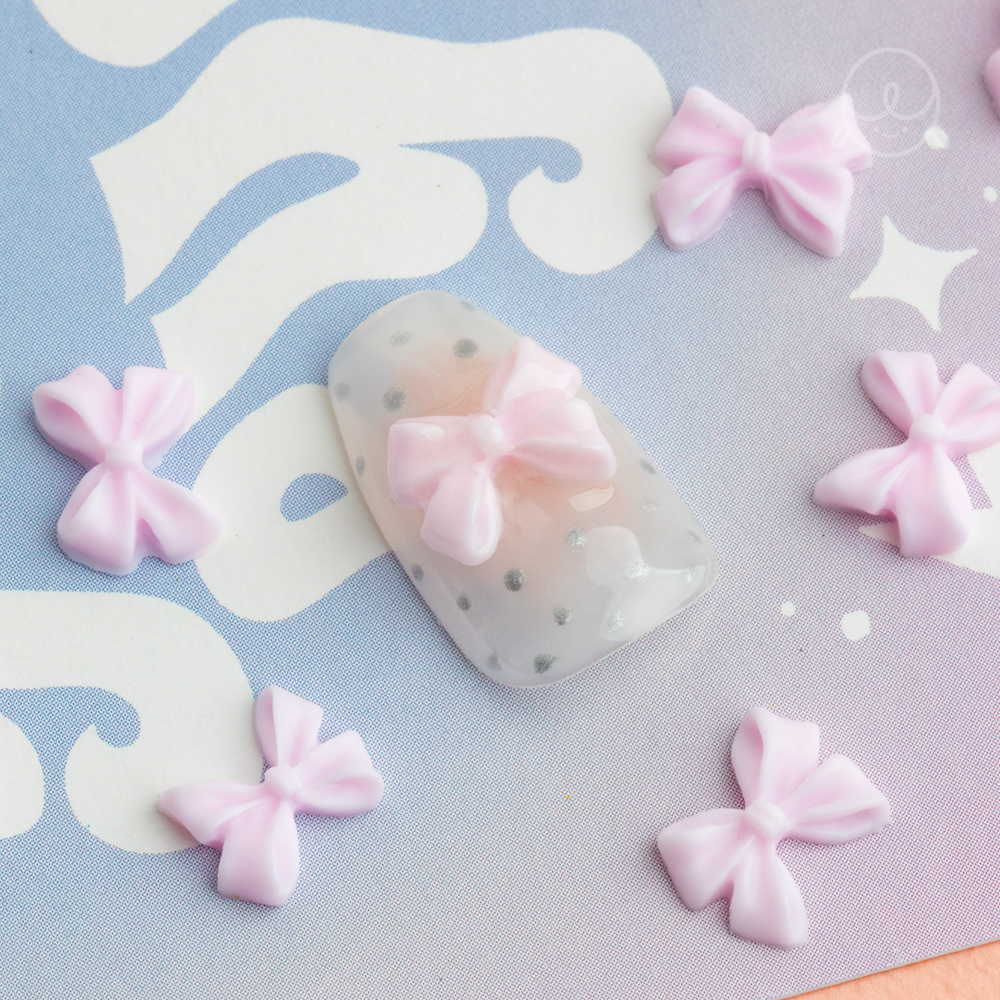 데코170 딸기우유 숏리본 네일파츠 (10개입)