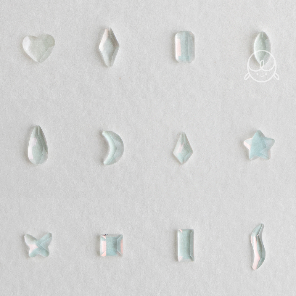 데코82 얼음 네일스톤-미니 오션블루 유리/미러 네일파츠 (8개입)