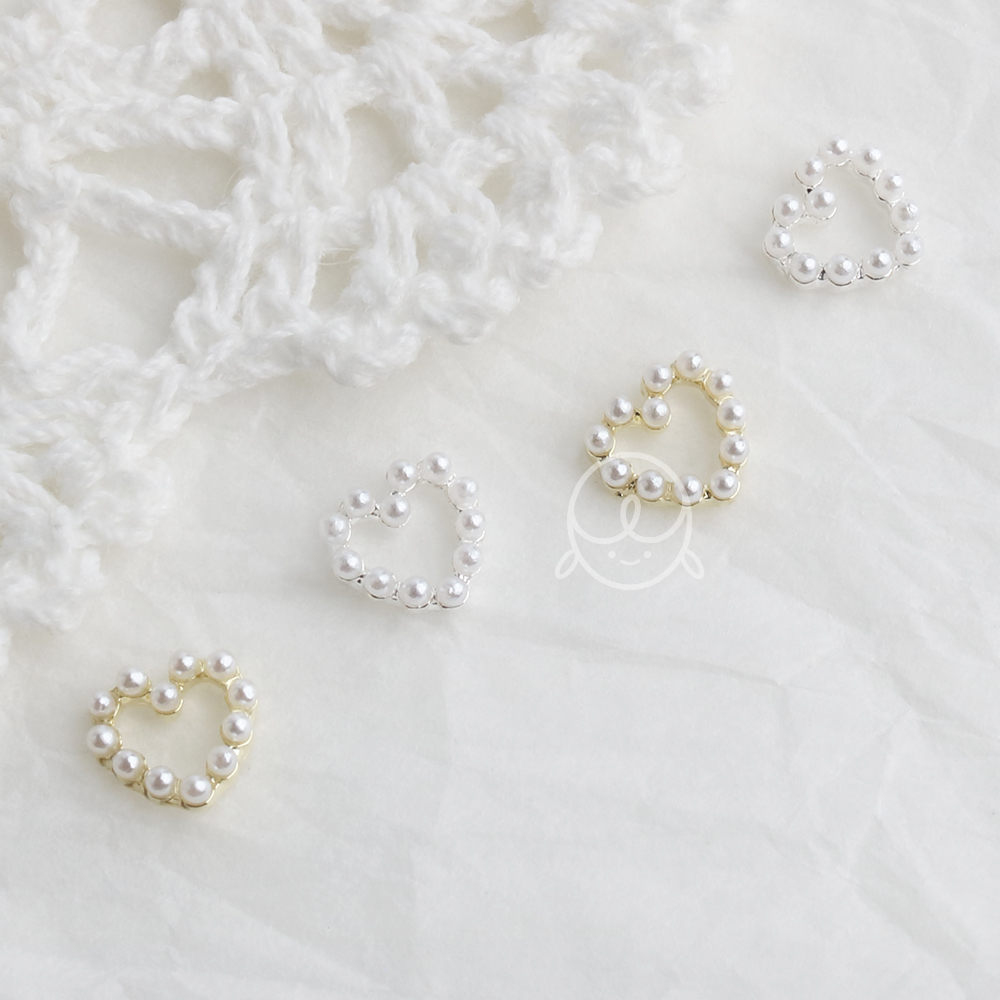 주얼리28 하트 진주 프레임 네일파츠 (2개입)