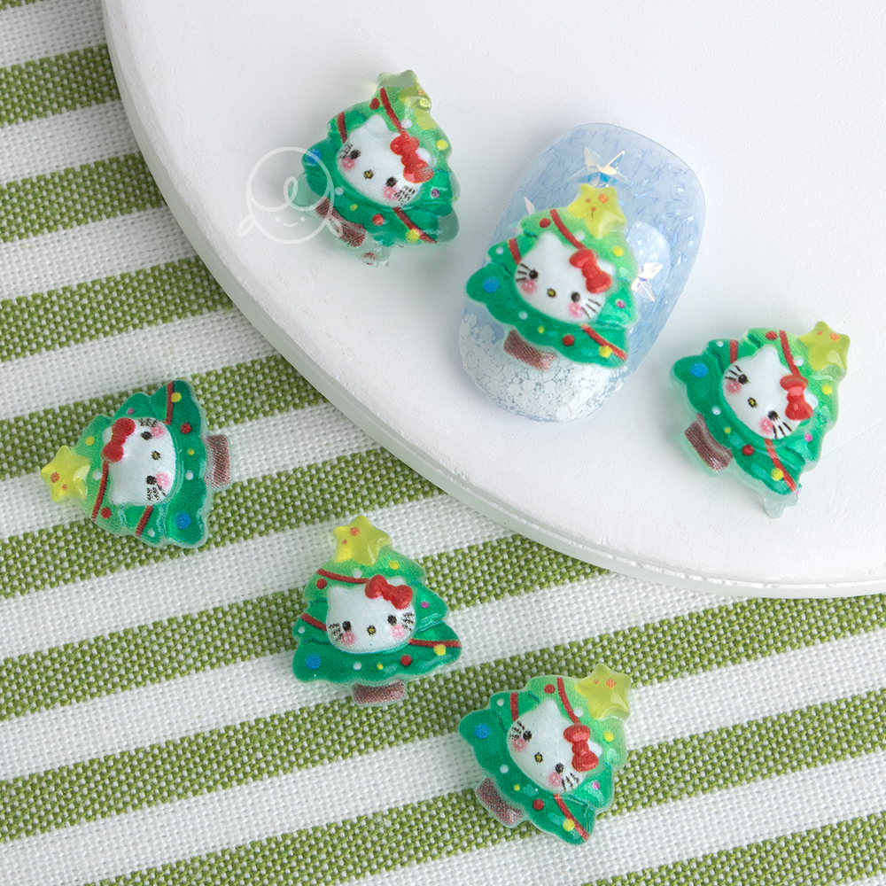 겨울파츠62 트리고양이 네일파츠 (10개입)