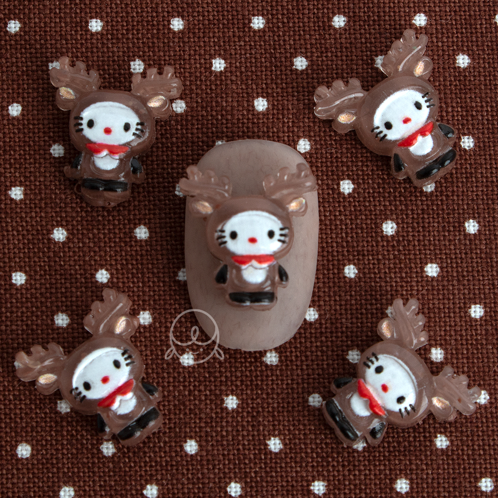 겨울파츠64 루돌프고양이 네일파츠 (10개입)